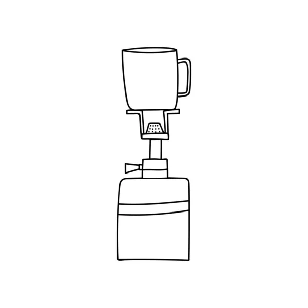 Doodle Tábor Gáztűzhely Illusztráció Vektorban Kézzel Húzott Tábor Gáztűzhely Ikon — Stock Vector