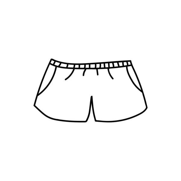 Doodle Athletische Shorts Vektor Handgezeichnete Mann Badehose Vektor Gekritzelte Strandbekleidung — Stockvektor