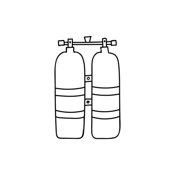 Doodle Dykning Tank Illustration Vektor Handritad Dyktank Ikon Vektor Dykartankens — Stock vektor