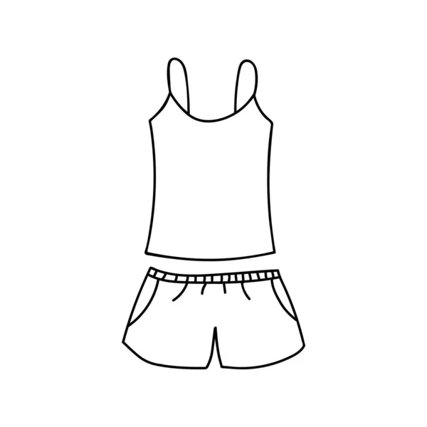 Sport Wear Tank Top Short Doodle Illustration Woman Singlet Short — стоковый вектор