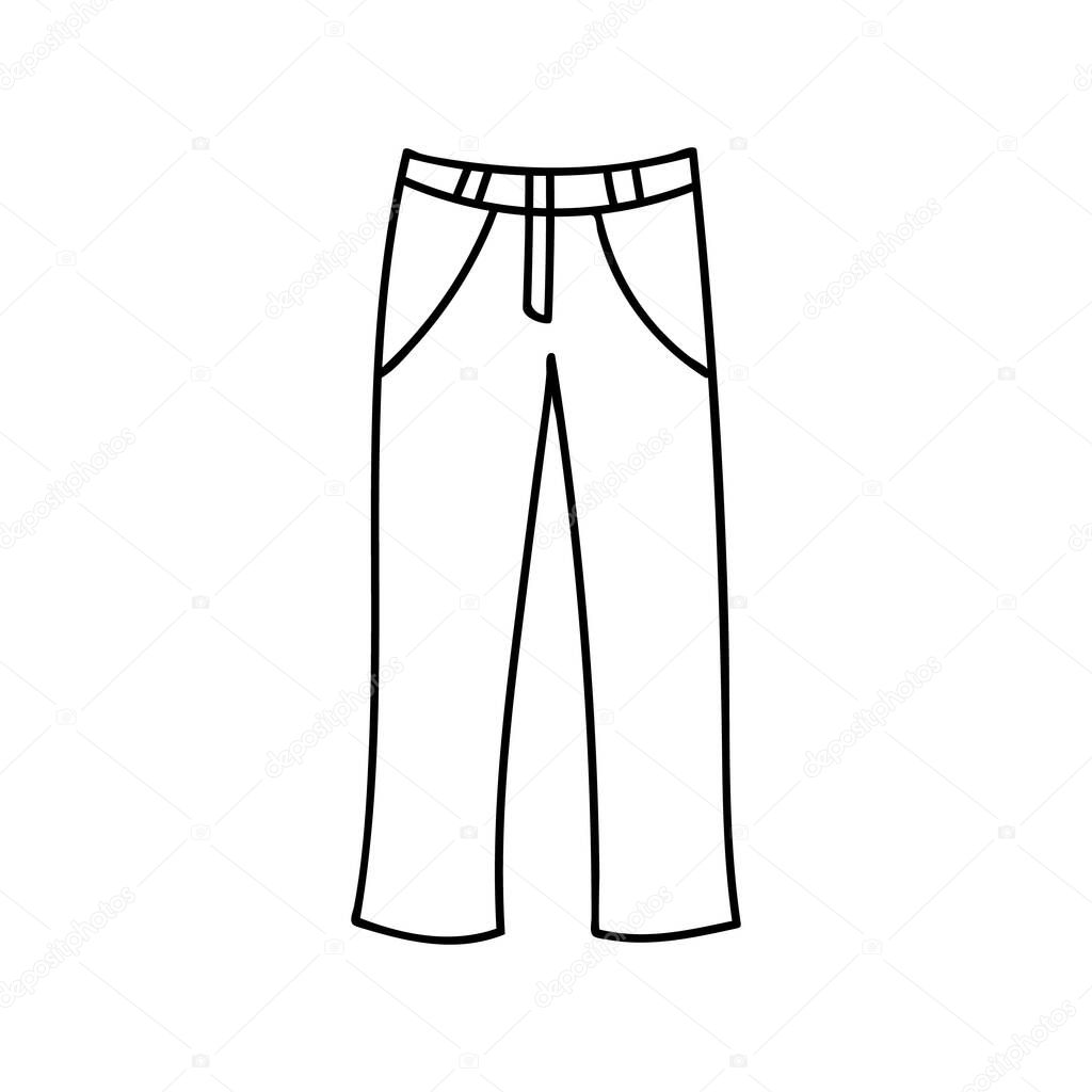 Hand drawn sport pants illustration in vector. Doodle sportive pants icon in vector.