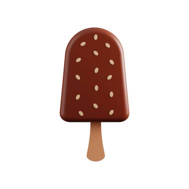 Çikolatalı dondurma, beyaz üzerine izole edilmiş. Dondurma çizimi