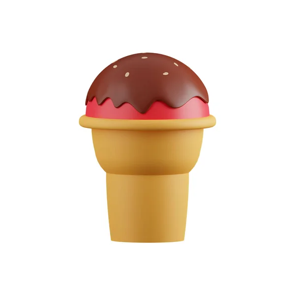 초콜릿볼 아이스크림 흰색에 분리되어 초콜릿 아이스크림 초콜릿 아이싱 삽화가 아이스크림 — 스톡 사진