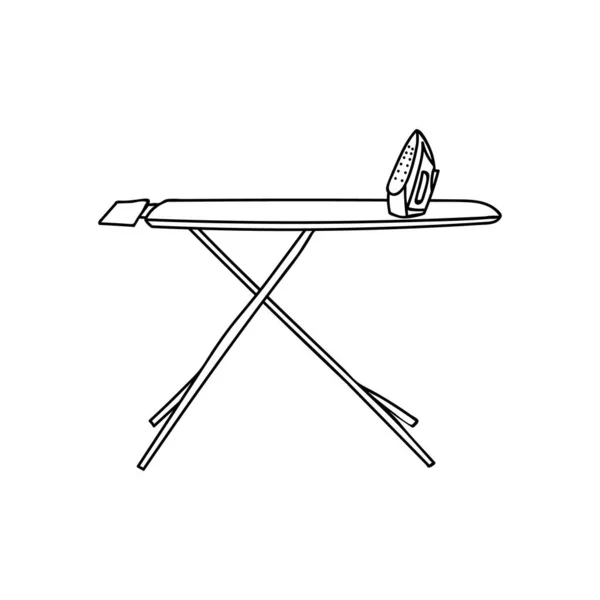 Ironing Board Iron Doodle Illustration Vector Iron Ironing Board Hand — стоковый вектор