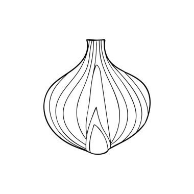 Vektör olarak soğan ikonu karala. Vektörde el çizilmiş onbir simgesi