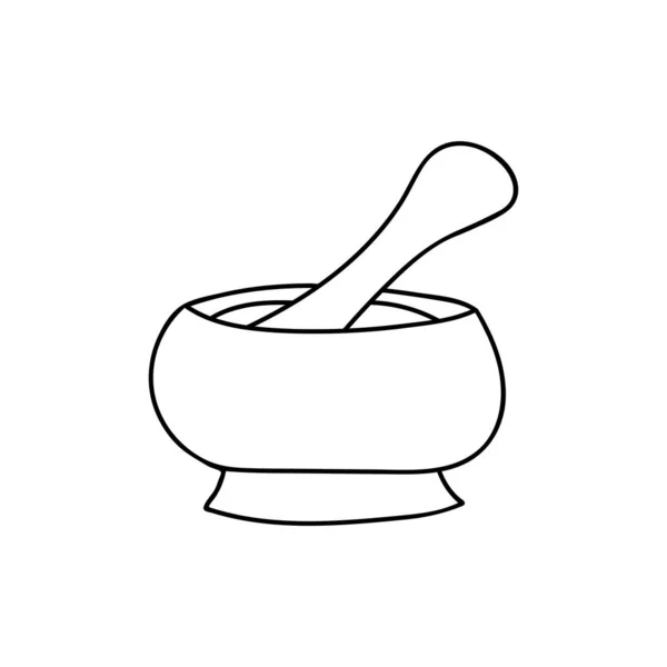 用矢量表示的水疗碗图解 用矢量表示水疗碗涂鸦 带有水疗碗的Ayurveda概念 — 图库矢量图片