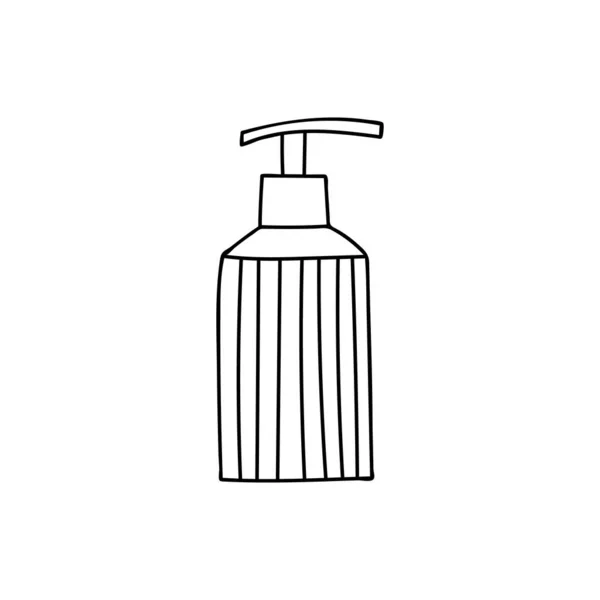 Doodle Kosmetyki Pojemnik Produktu Ręcznie Rysowany Pojemnik Mydło Wektorze Ikona — Wektor stockowy
