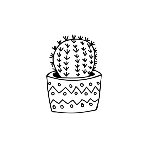 Illustration Doodle Cactus Dans Vecteur Illustration Dessinée Main Pot Plante — Image vectorielle