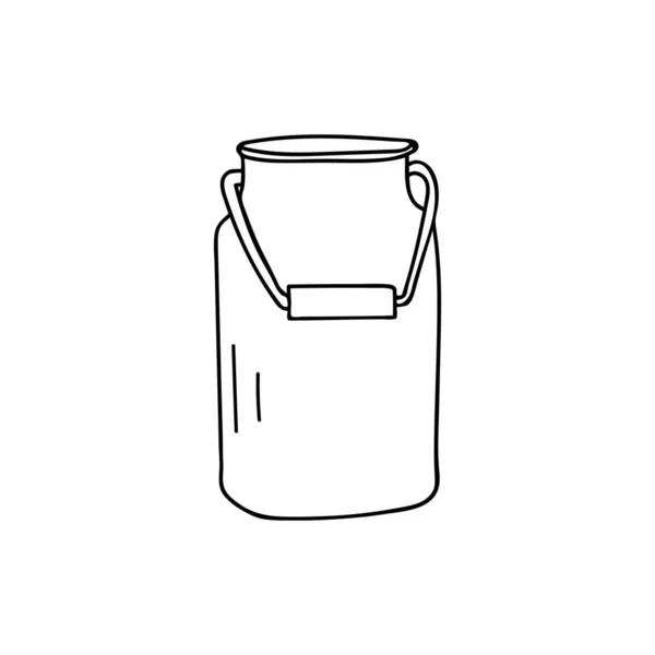 Milk Metal Bucket Doodle Illustration Vector Hand Drawn Metal Milk — Stock Vector