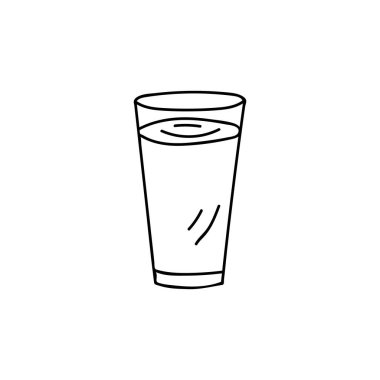 Glass of milk doodle illustration in vector. Doodle glass of water in vector isolated on white backgroun. Hand drawn glass of milk in vector isolated on white background. clipart