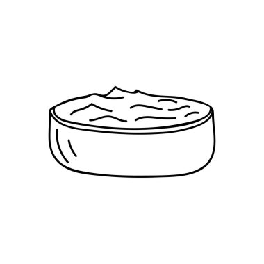 Elle çizilmiş yoğurt çizimi. Yoğurt çizimi vektörde. Günlük ürün karalama çizimi 