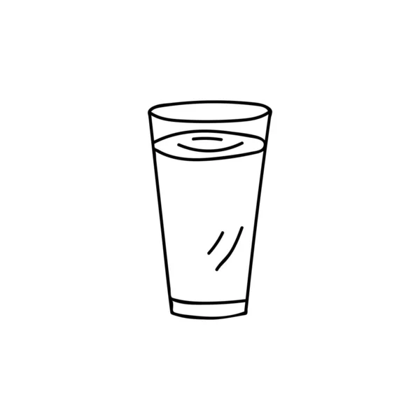 Glas Milchkritzelillustration Vektor Doodle Glas Wasser Vektor Isoliert Auf Weißem — Stockvektor