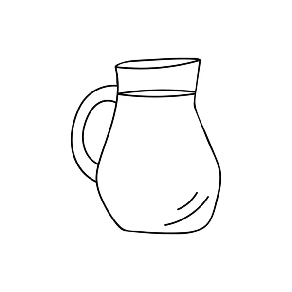 Doodle Milk Carafe Illustration Vector Isolated White Ícone Garrafa Água — Vetor de Stock