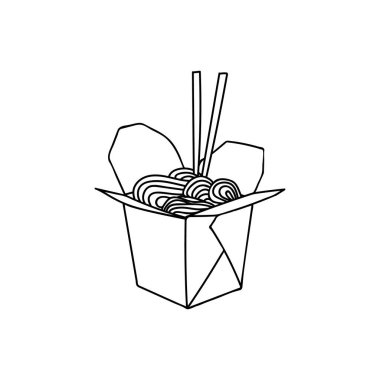 Çinliler yiyecekleri alıyor. Japonlar yiyecekleri taşıyıcı olarak alıyorlar. Vermicelli yemek çubuklarıyla birlikte paket halinde. Yemek çubuklarıyla birlikte paket Çin yemeği.