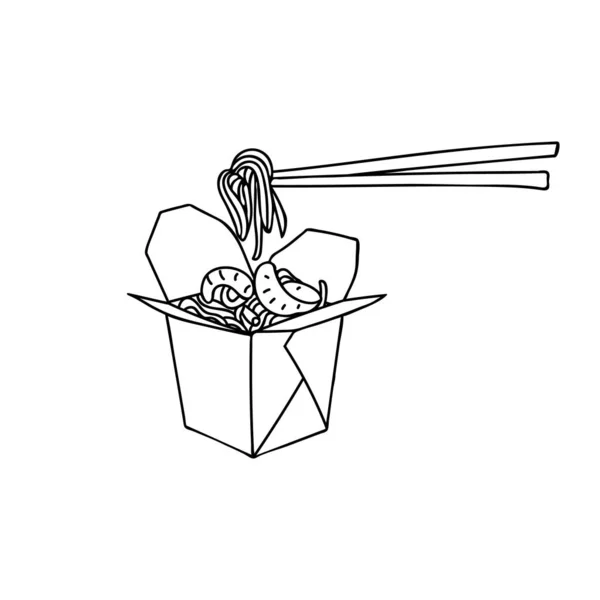 Chinese Take Away Food Japanese Take Away Food Vector Vermicelli — Archivo Imágenes Vectoriales