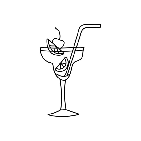 Coquetel Verão Frio Doodle Ilustração Vetor Cocktail Ilustração Desenhada Mão — Vetor de Stock