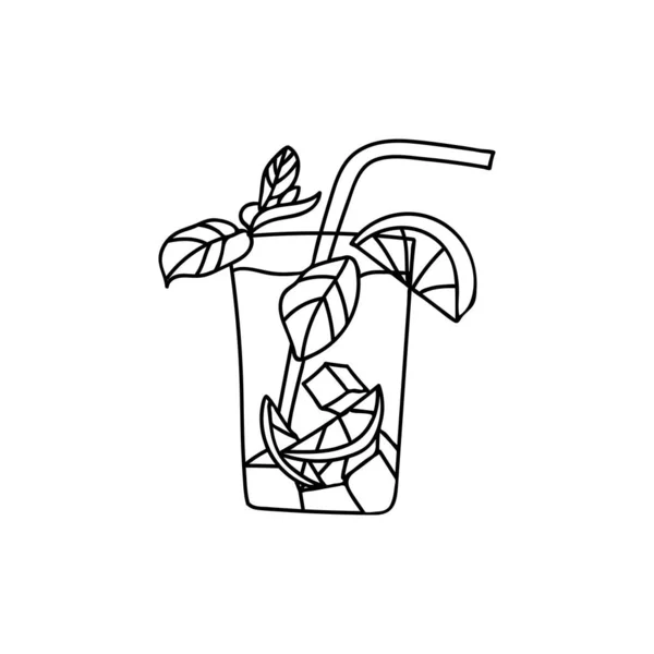 Cold Summer Cocktail Doodle Illustration Vector Cocktail Hand Drawn Illustration — Archivo Imágenes Vectoriales