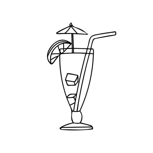 Cold Summer Cocktail Doodle Illustration Vector Cocktail Hand Drawn Illustration — Stok Vektör