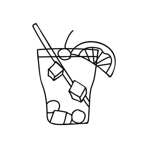 Illustration Doodle Cocktail Froid Été Vecteur Cocktail Illustration Dessinée Main — Image vectorielle