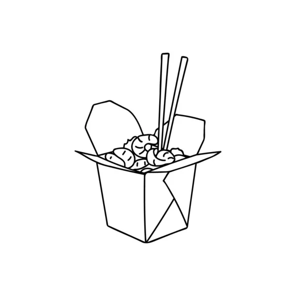 Chinese Take Away Food Japanese Take Away Food Vector Shrimpsin — Image vectorielle