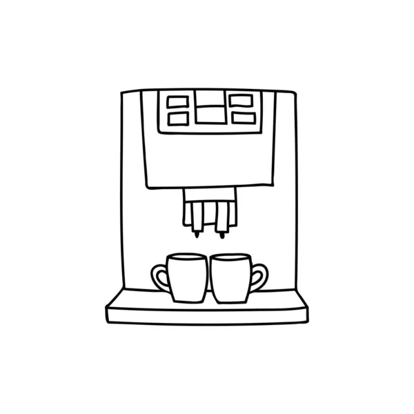 Máquina Café Doodle Ilustração Vetor Máquina Café Ilustração Desenhada Mão —  Vetores de Stock