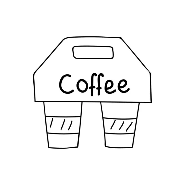 Take Away Coffee Cup Doodle Illustration Vector Tak Away Coffee — Vector de stock