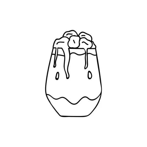 Iced Coffee Milk Doodle Illustration Vector Iced Coffee Cream Hand — Stockvektor