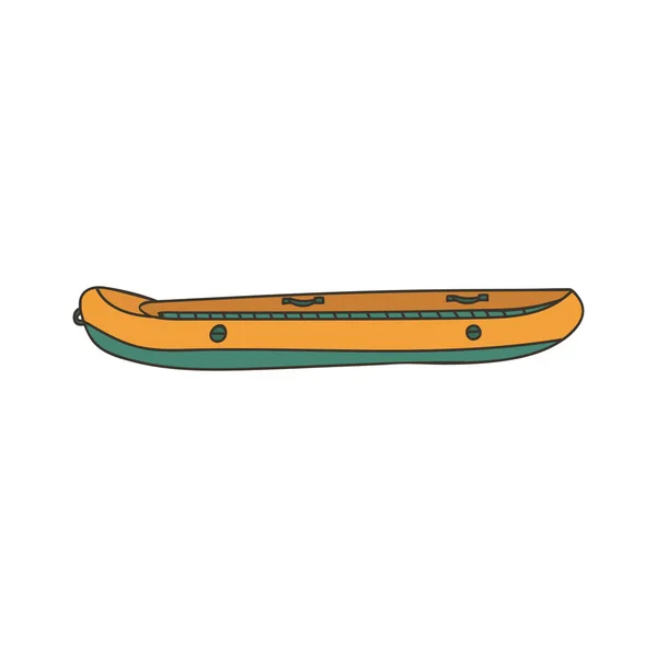 Inflatable Boat Colorful Doodle Illustration Side View Icon Inflatable Boat — Stockvektor