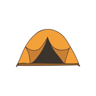 Camping tent colorful doodle illustration in vector. Camping tent colorful icon in vector