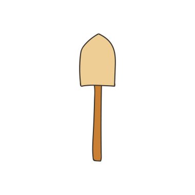 Shovel colorful doodle illustration in vector. Colorful shovel icon in vector