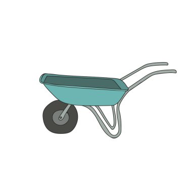 Wheelbarrow colorful doodle illustration in vector. Wheelbarrow colorful icon in vector