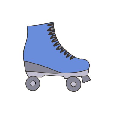 Roller skates colorful doodle illustration in vector. Hand drawn roller skates illustration in vector. Doodle roller skates icon in vector