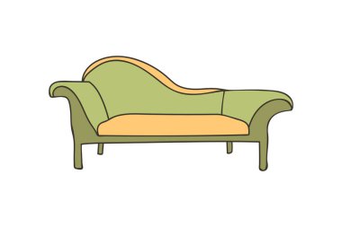 Sofa colorful doodle illustration in vector. Sofa colorful icon in vector. Colorful illustration of doodle sofa in vector