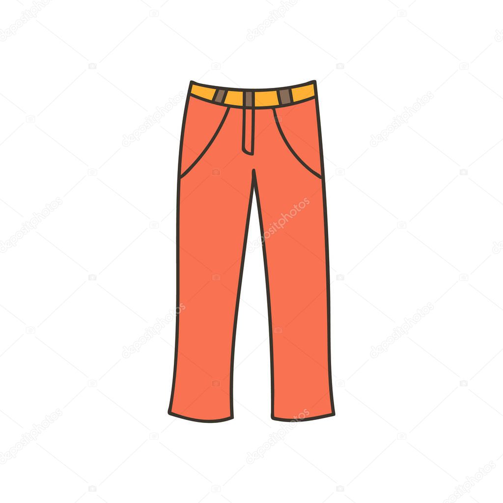 Sport pants colorful doodle illustration in vector. Sportive pants colorful icon in vector.