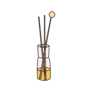 Aroma reed diffuser colorful doodle illustration in vector. Aroma reed diffuser colorful icon in vector