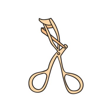 Eyelash curler colorful doodle illustration in vector. Eyelash curler colorful icon in vector. Eye lash curler illustration