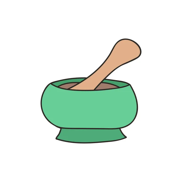 水疗碗彩色涂鸦插图在矢量 用矢量表示水疗碗 带有水疗碗的Ayurveda概念 — 图库矢量图片
