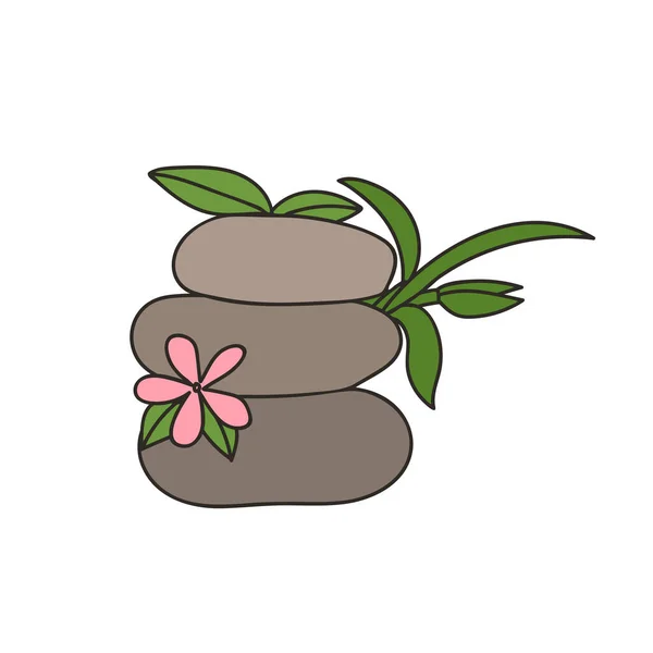 Zen Stone Flower Colorful Doodle Illustration Spa Concept Zen Stones — Stock Vector