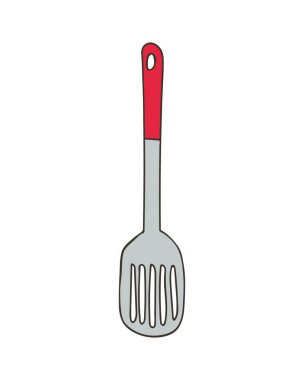 Spatula renkli ikon vektör. Spatula rengarenk karalama çizimi. Vektör içinde mutfak spatula illüstrasyonu