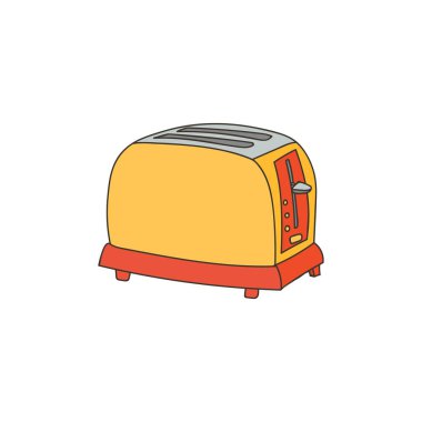 Vektör olarak tost makinesi renkli karalama çizimi. Renkli tost makinesi simgesi. Vektör içinde tost makinesi illüstrasyonu.
