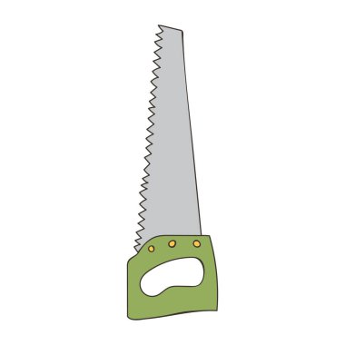 Vektörde renkli karalama çizimleri gördüm. Vektörde renkli simge gördüm. Vektörde el testeresi renkli illüstrasyon