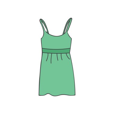 Vektör illüstrasyonunda yazlık renkli karalama çizimi. Vektör olarak renkli simge giyin. Güneş elbisesi çizimi vektörde.