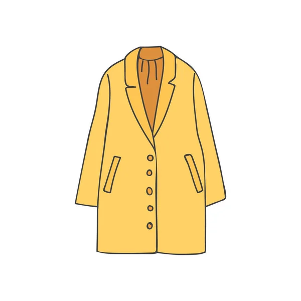 Woman Coat Colorful Doodle Illustration Vector Coat Illustration Vector Woman — Stock Vector