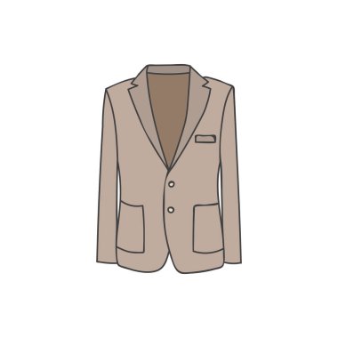 Erkek ceketi rengarenk karalama çizimi. Vektör olarak erkek ceketi renkli simge. Erkek giysisi çizimi