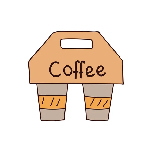 Kaffeetasse Zum Mitnehmen Buntes Doodle Illustration Vektor Kaffeetassen Illustration Zum — Stockvektor