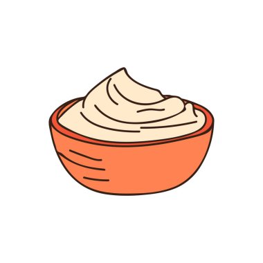Yoğurt renkli karalama çizimi. Vektörde yoğurt renkli simge. Günlük ürün illüstrasyonu 
