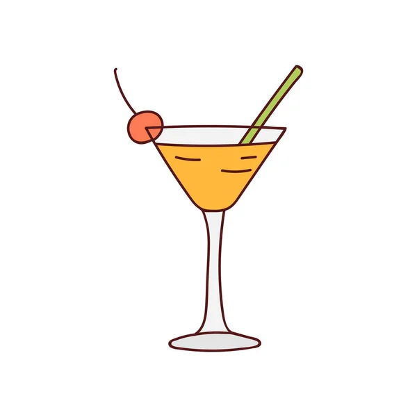 Froid Été Cocktail Coloré Illustration Doodle Dans Vecteur Illustration Cocktail — Image vectorielle