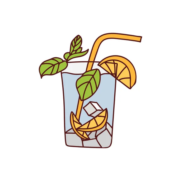 Froid Été Cocktail Coloré Illustration Doodle Dans Vecteur Illustration Cocktail — Image vectorielle