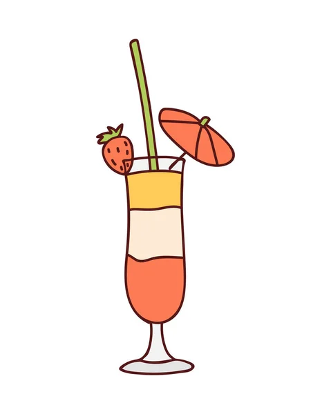 Koude Zomer Cocktail Kleurrijke Doodle Illustratie Vector Cocktailillustratie Vector Koude — Stockvector