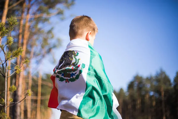 Pessoas Segurando Bandeira México Setembro Dia Independência México Guerra Independência — Fotografia de Stock